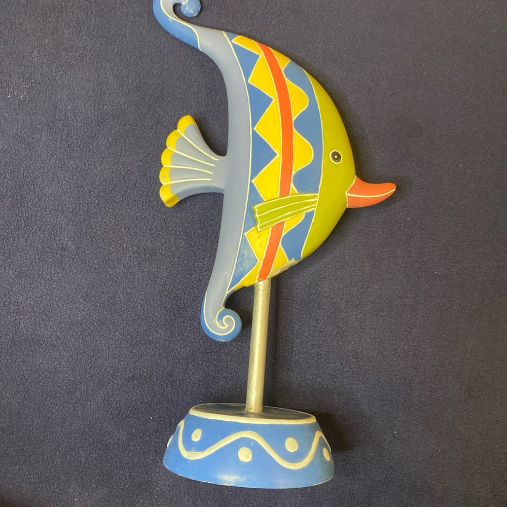 Handpainted Colorful Decorative Fish Figurine - Blue, Yellow, Green, Orange